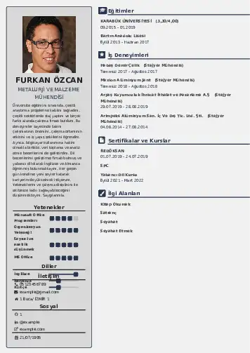 Metalürji Ve Malzeme Mühendisliği Cv Örnekleri cv indir